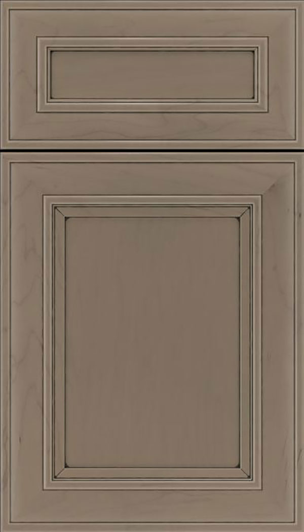 Sheffield 5pc Maple recessed panel cabinet door in Winter with Black glaze
