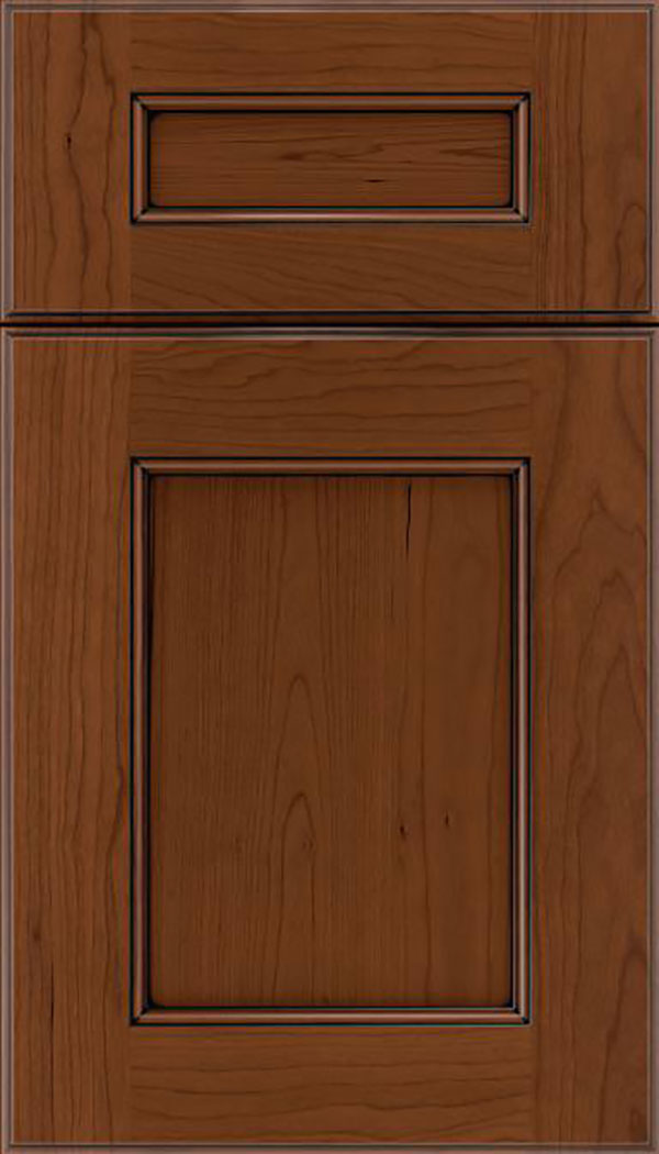 Tamarind 5pc Cherry shaker cabinet door in Sienna with Black glaze