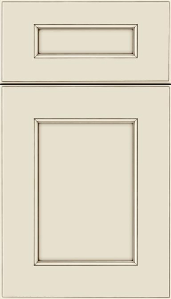 Tamarind 5pc Maple shaker cabinet door in Seashell with Smoke glaze