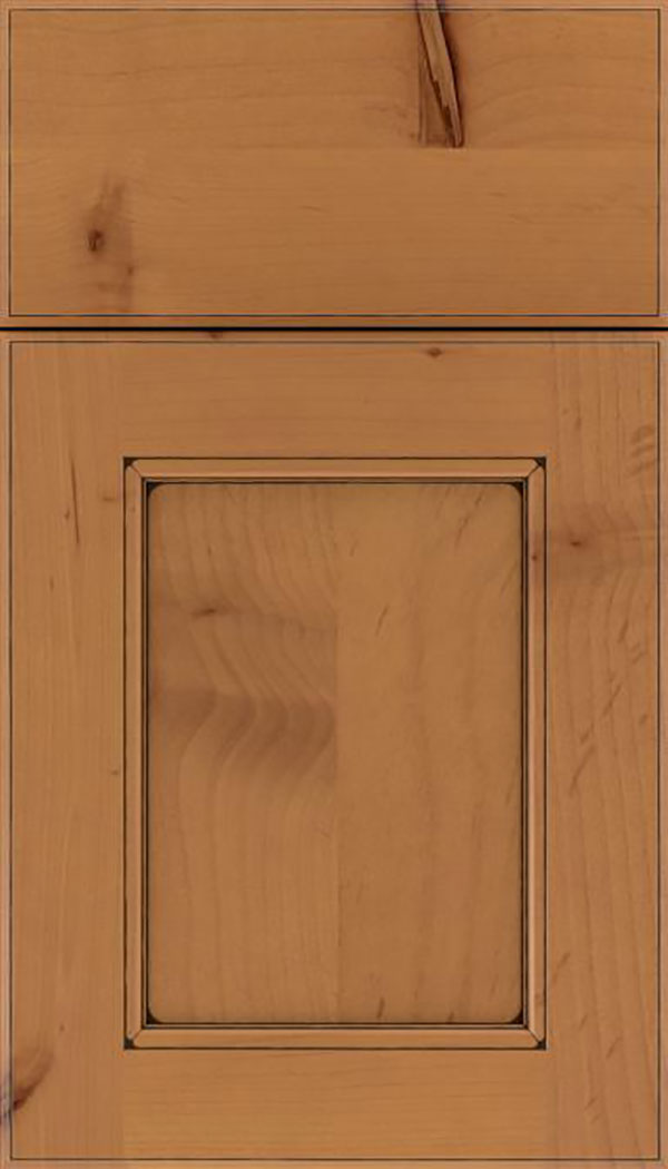 Tamarind Alder shaker cabinet door in Ginger with Black glaze