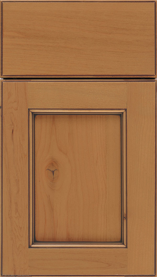 Tamarind Alder shaker cabinet door in Ginger with Mocha glaze