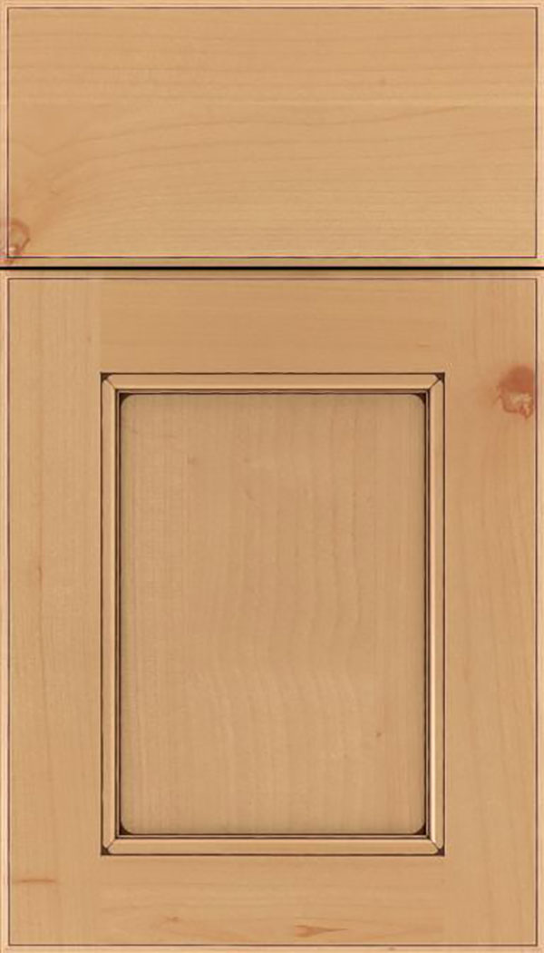 Tamarind Alder shaker cabinet door in Natural with Mocha glaze
