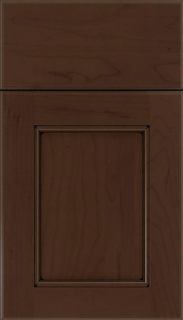 Tamarind Maple shaker cabinet door in Cappuccino with Black glaze