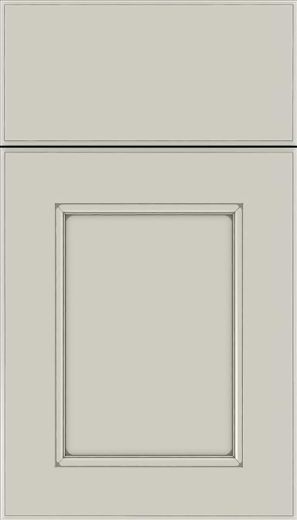 Tamarind Maple shaker cabinet door in Cirrus with Pewter glaze