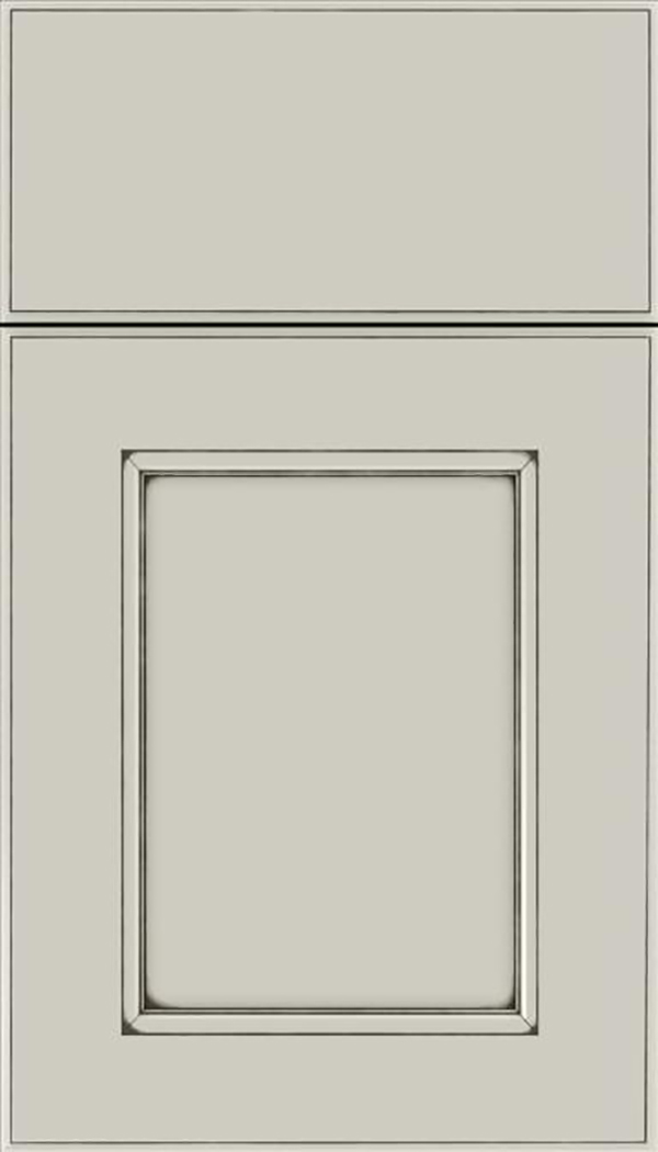 Tamarind Maple shaker cabinet door in Cirrus with Smoke glaze