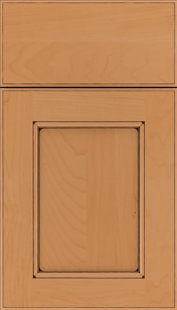 Tamarind Maple shaker cabinet door in Ginger with Black glaze