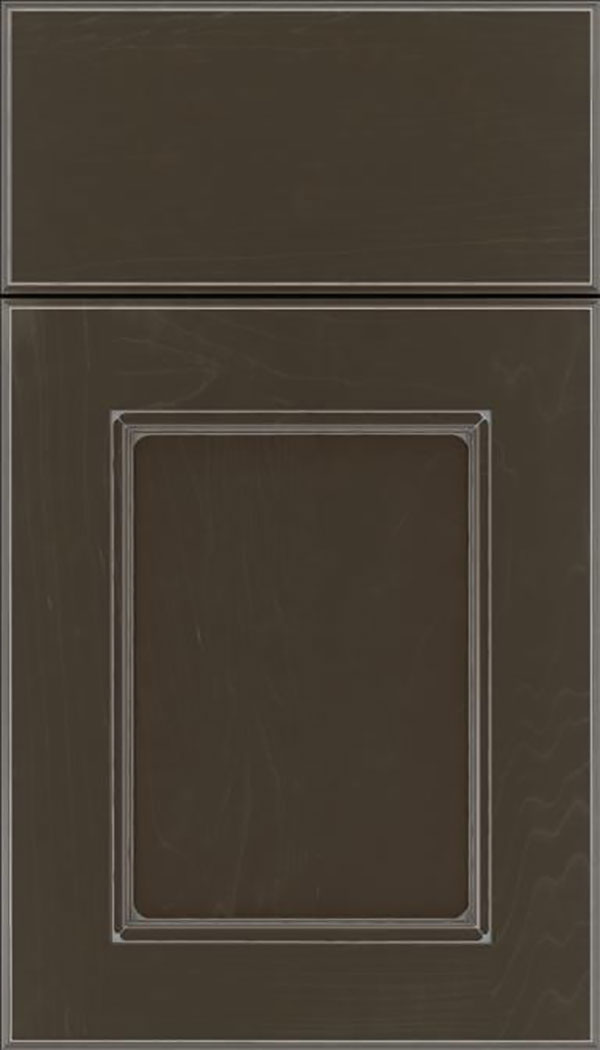 Tamarind Maple shaker cabinet door in Thunder with Pewter glaze