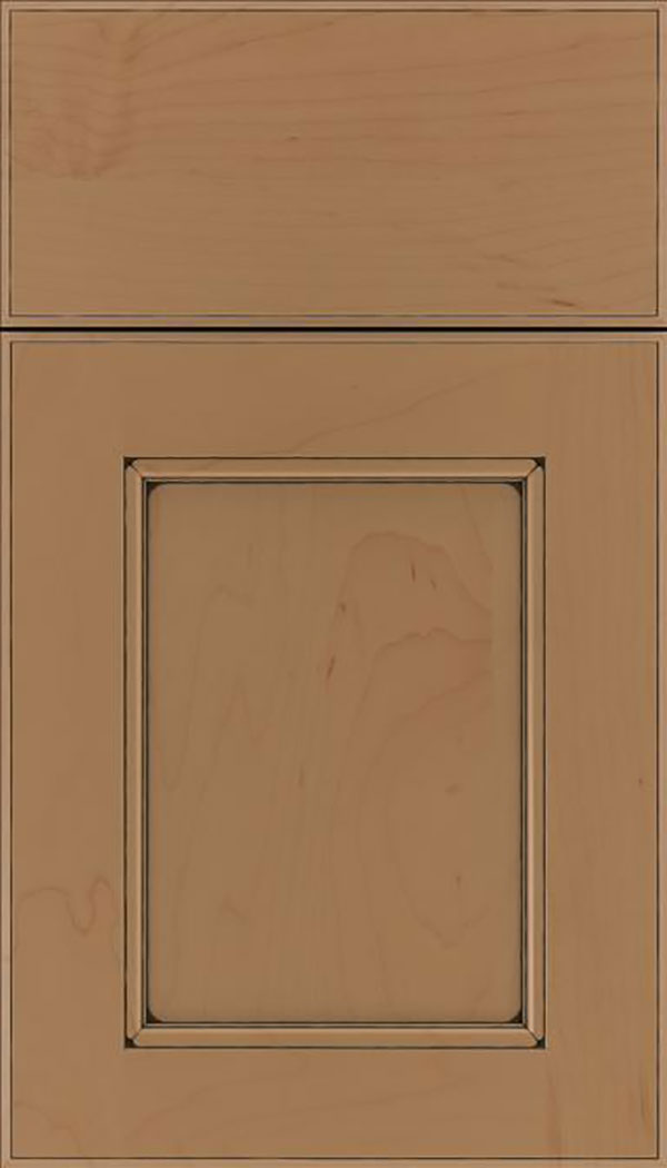 Tamarind Maple shaker cabinet door in Tuscan with Black glaze