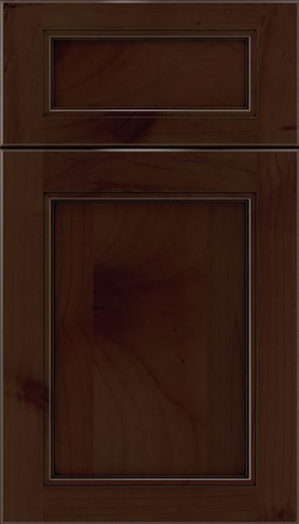 Templeton 5pc Alder recessed panel cabinet door in Cappuccino with Black glaze