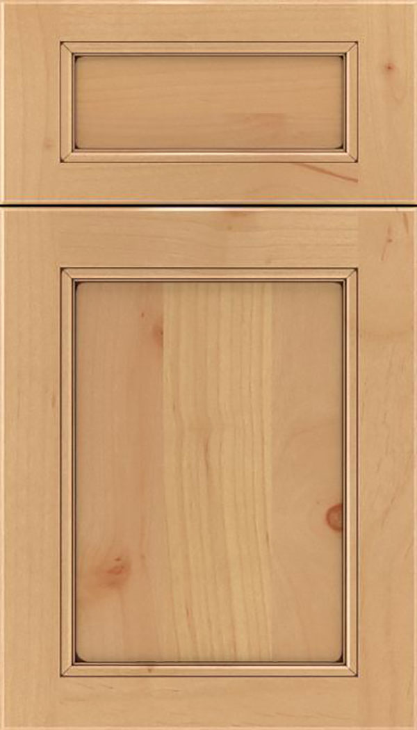 Templeton 5pc Alder recessed panel cabinet door in Natural with Mocha glaze
