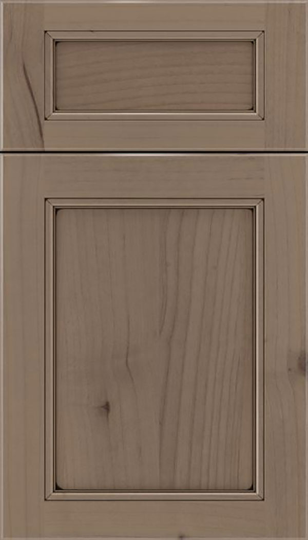 Templeton 5pc Alder recessed panel cabinet door in Winter with Black glaze