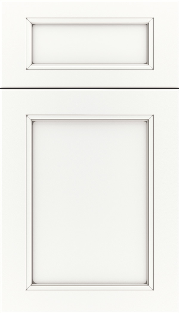 Templeton 5pc Maple recessed panel cabinet door in Whitecap with Pewter glaze