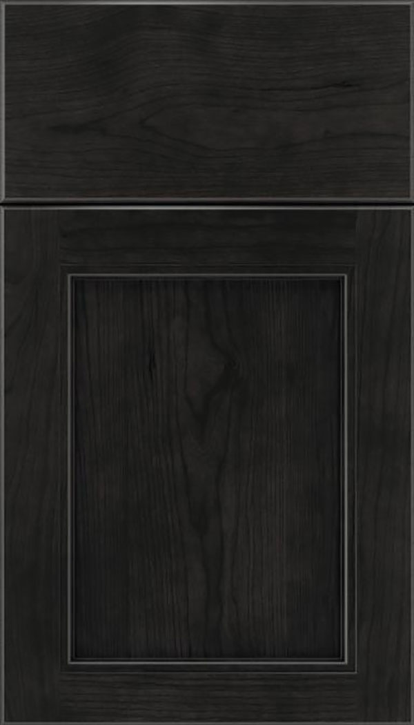 Templeton Cherry recessed panel cabinet door in Charcoal