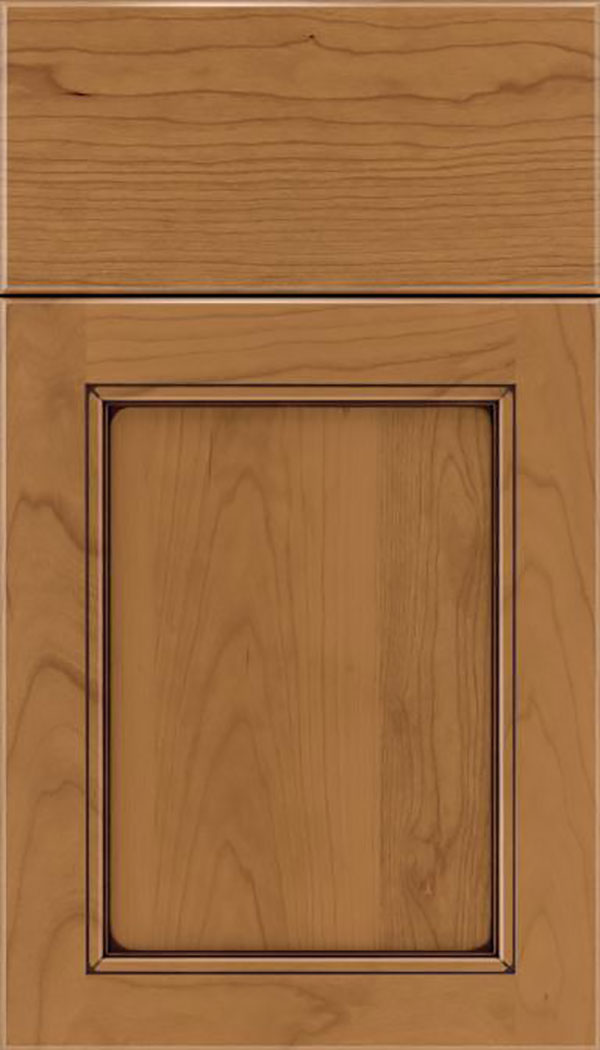 Templeton Cherry recessed panel cabinet door in Ginger with Mocha glaze