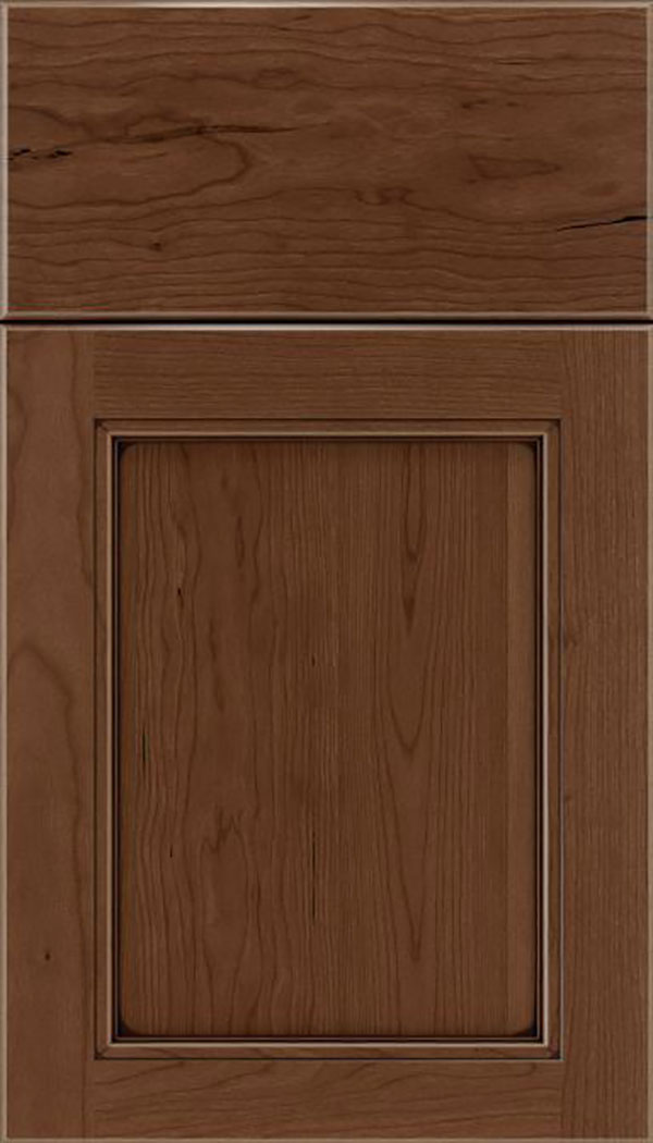 Templeton Cherry recessed panel cabinet door in Toffee with Mocha glaze
