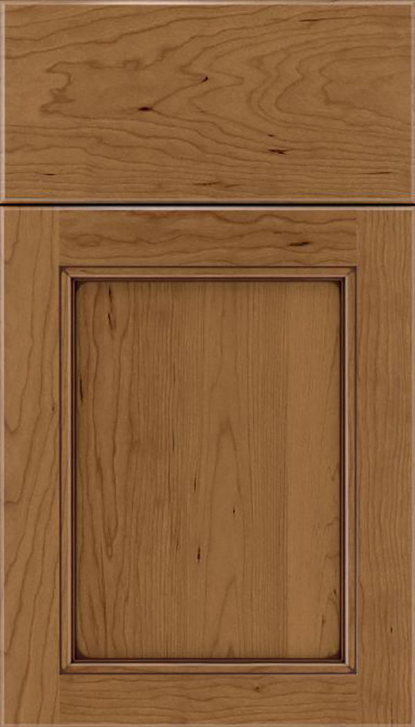 Templeton Cherry recessed panel cabinet door in Tuscan with Mocha glaze