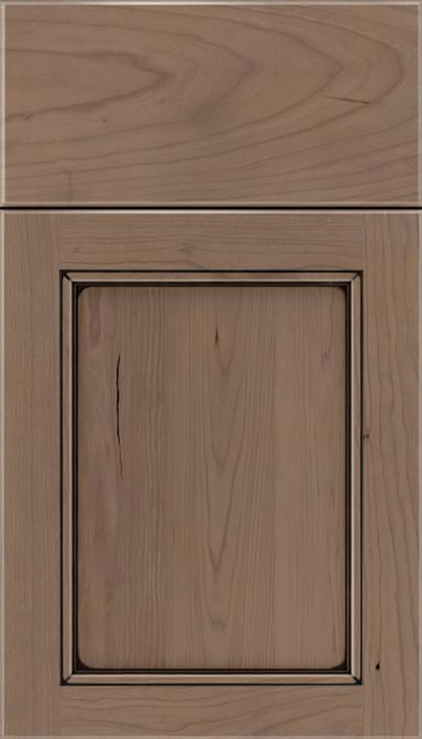Templeton Cherry recessed panel cabinet door in Bordeaux with Black glaze