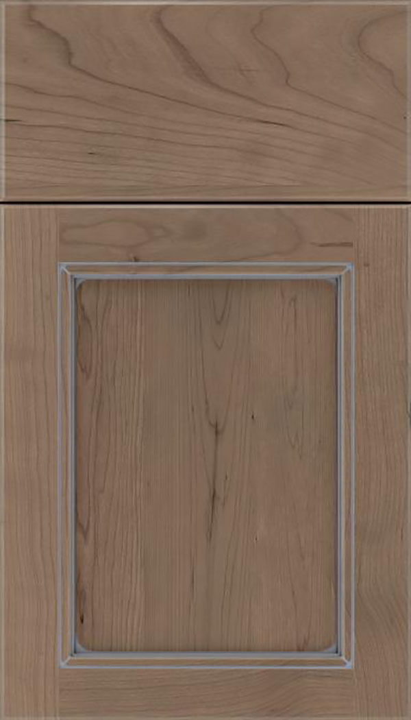 Templeton Cherry recessed panel cabinet door in Winter with Pewter glaze