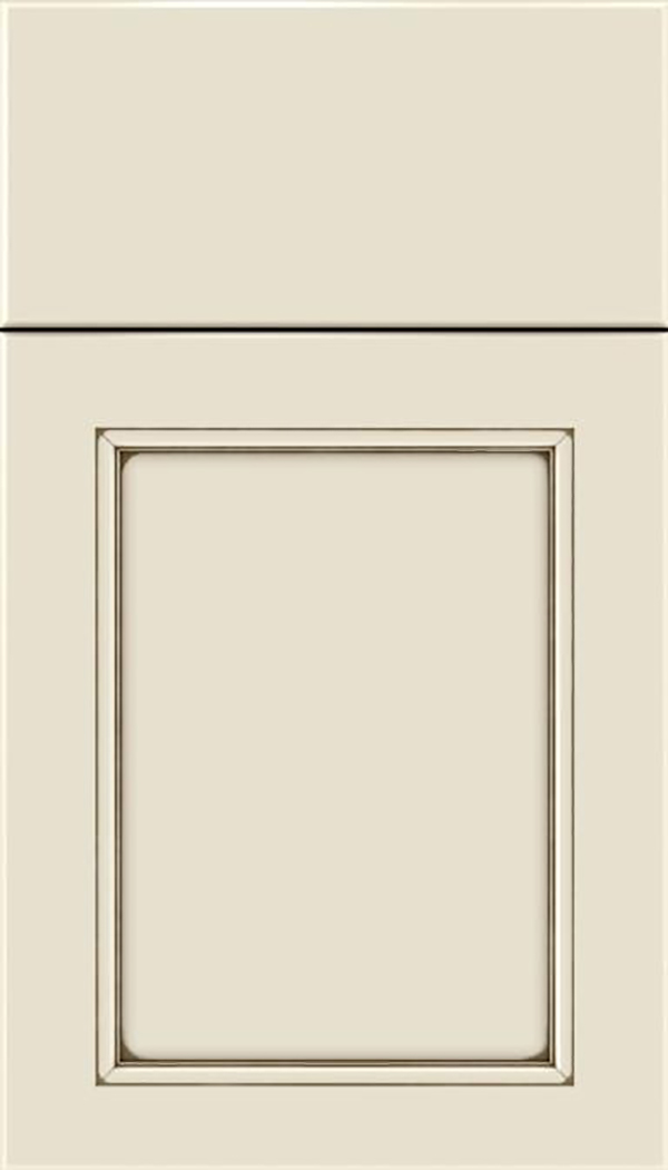 Templeton Maple recessed panel cabinet door in Seashell with Smoke glaze