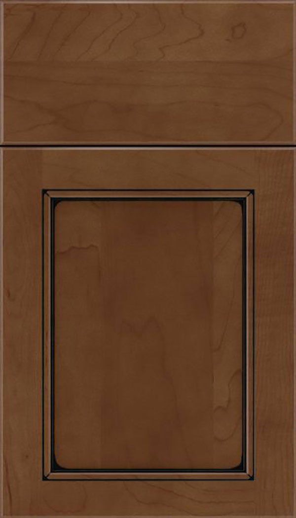 Templeton Maple recessed panel cabinet door in Sienna with Black glaze