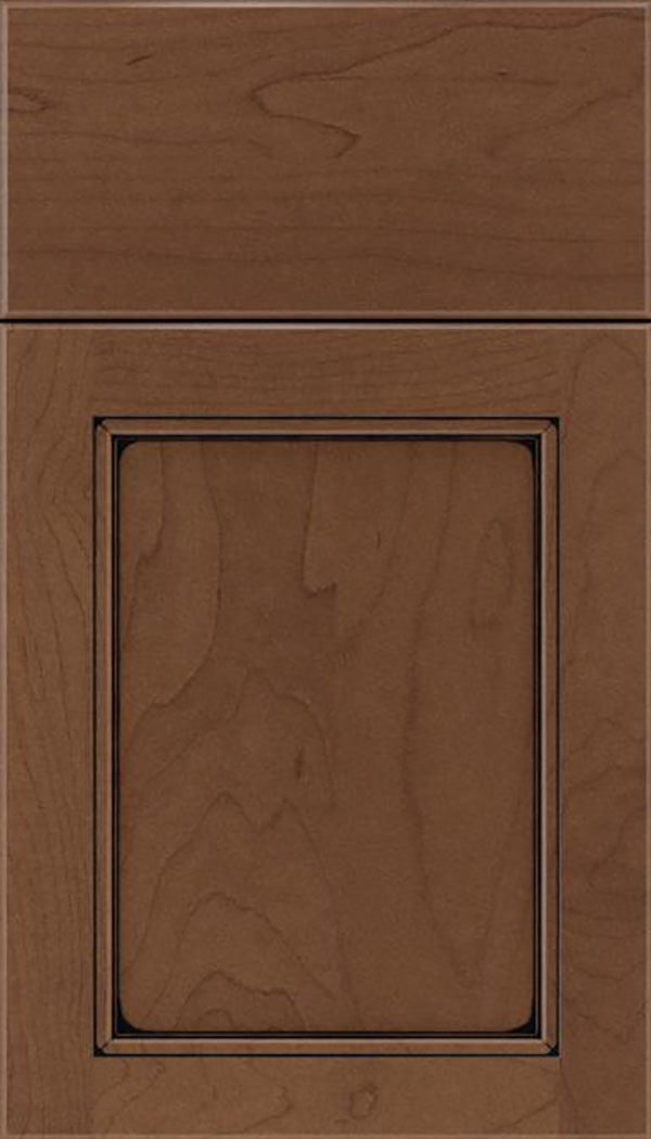 Templeton Maple recessed panel cabinet door in Toffee with Black glaze