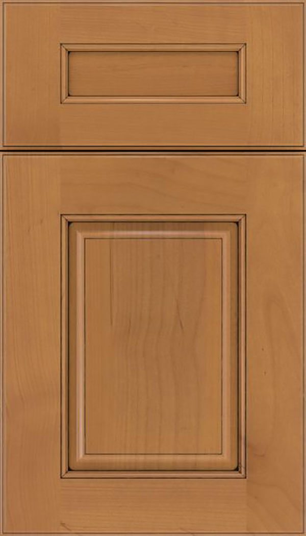 Whittington 5pc Alder raised panel cabinet door in Ginger with Black glaze
