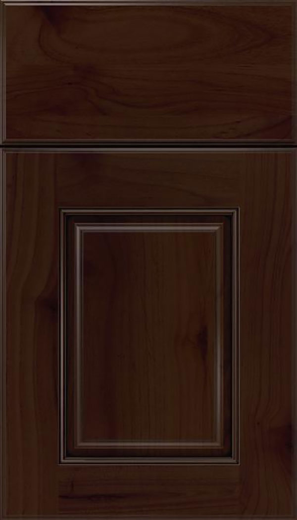 Whittington Alder raised panel cabinet door in Cappuccino with Black glaze