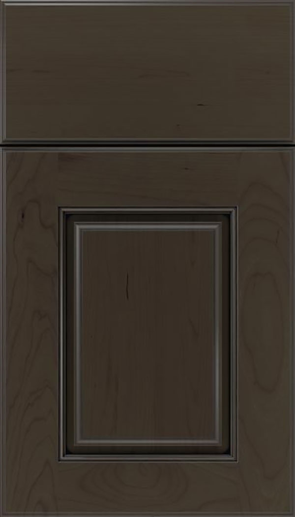 Whittington Cherry raised panel cabinet door in Thunder with Black glaze