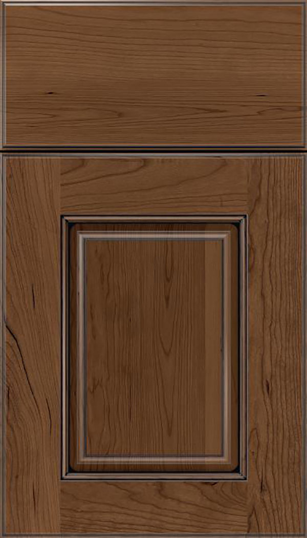 Whittington Cherry raised panel cabinet door in Toffee with Black glaze
