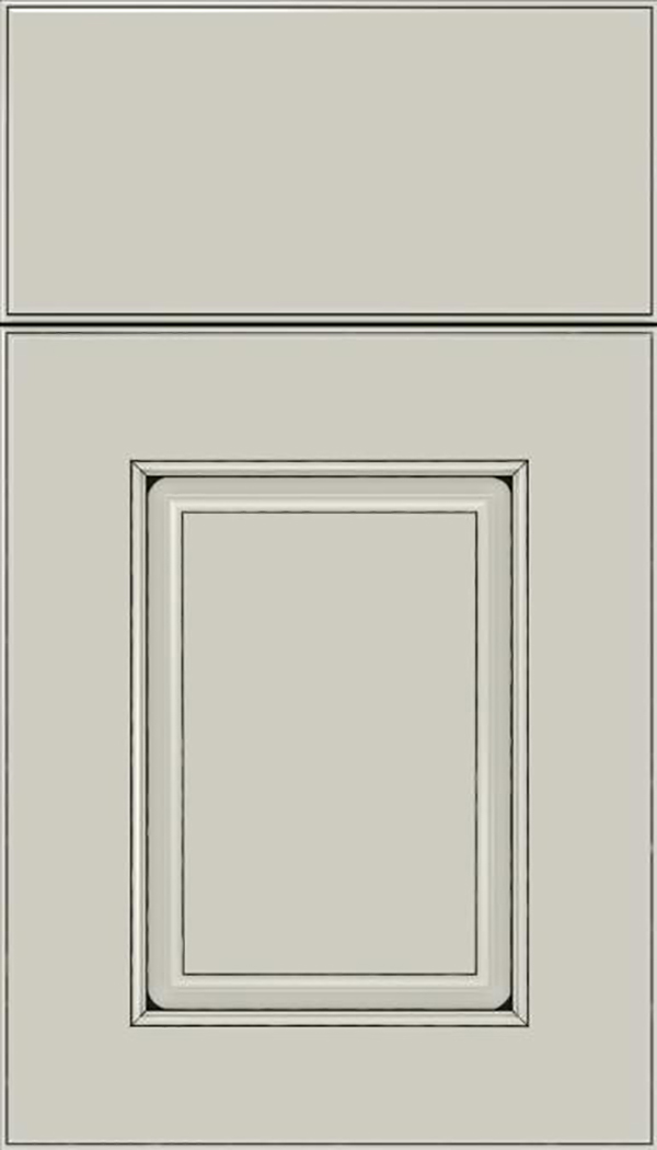Whittington Maple raised panel cabinet door in Cirrus with Black glaze