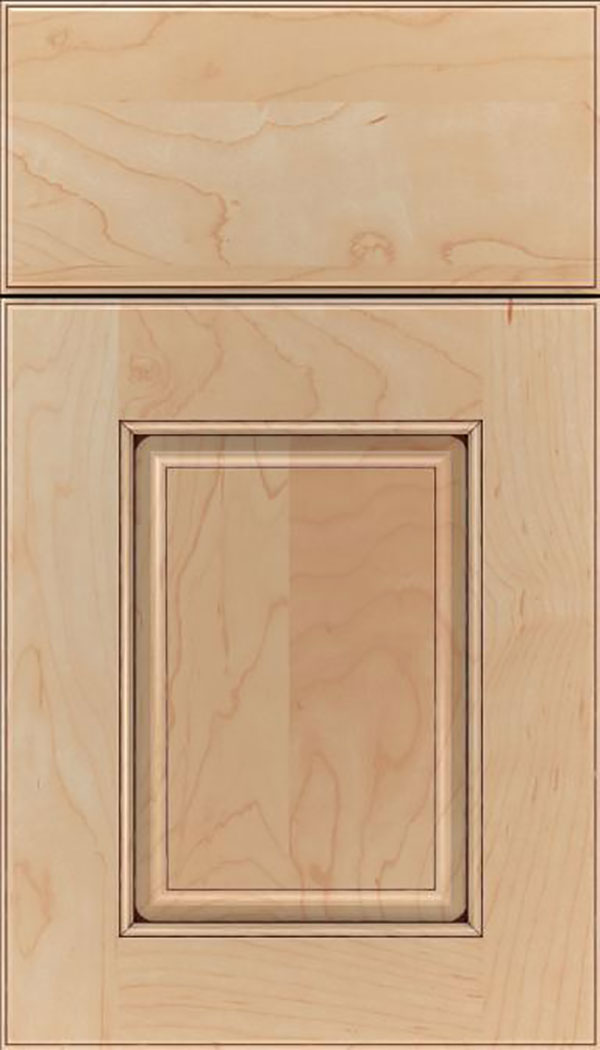 Whittington Maple raised panel cabinet door in Natural with Mocha glaze