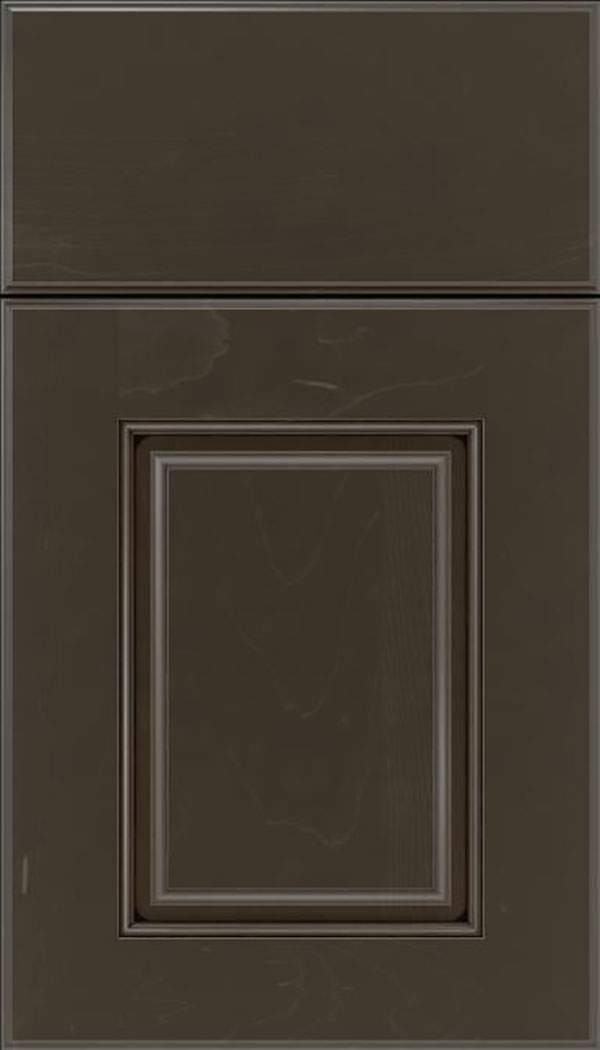 Whittington Maple raised panel cabinet door in Thunder with Black glaze