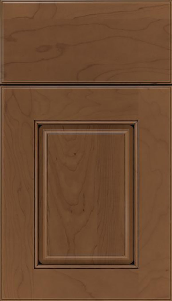 Whittington Maple raised panel cabinet door in Toffee with Black glaze