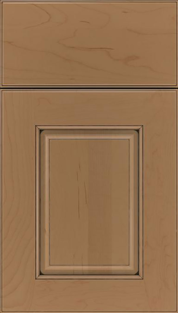 Whittington Maple raised panel cabinet door in Tuscan with Black glaze