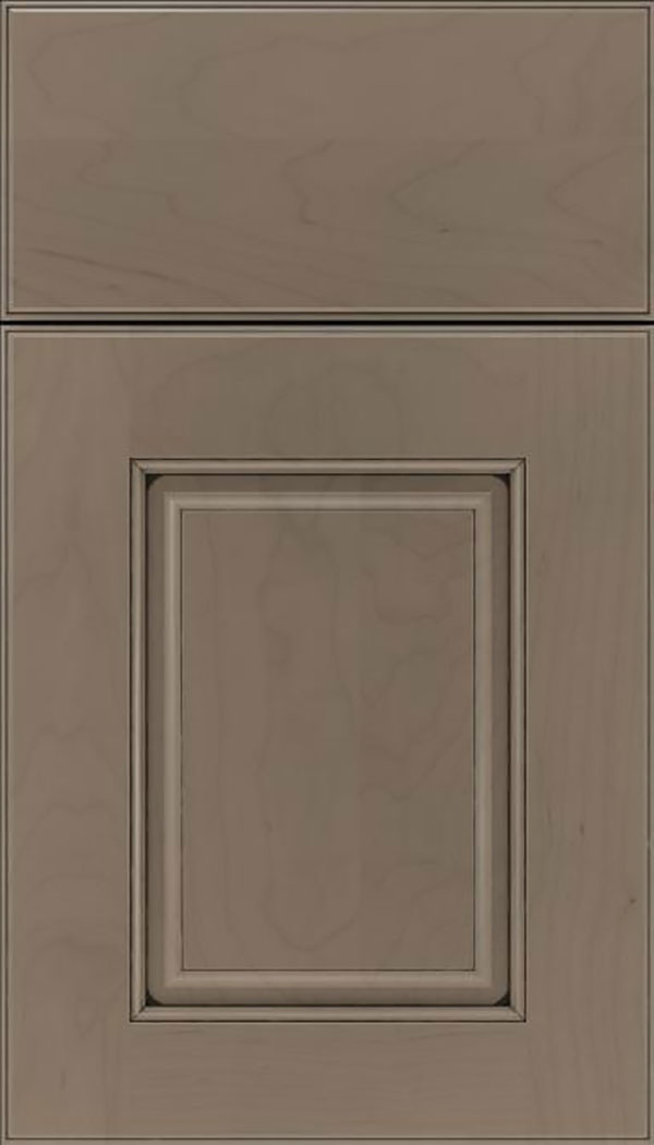 Whittington Maple raised panel cabinet door in Winter with Black glaze