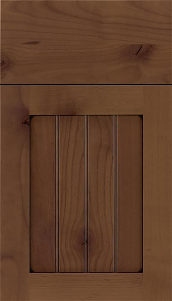 Winfield Alder beadboard cabinet door in Sienna with Black glaze