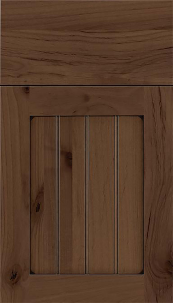 Winfield Alder beadboard cabinet door in Toffee with Black glaze