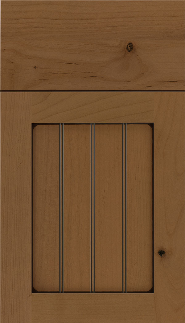 Winfield Alder beadboard cabinet door in Tuscan with Black glaze