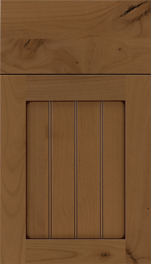 Winfield Alder beadboard cabinet door in Tuscan with Mocha glaze