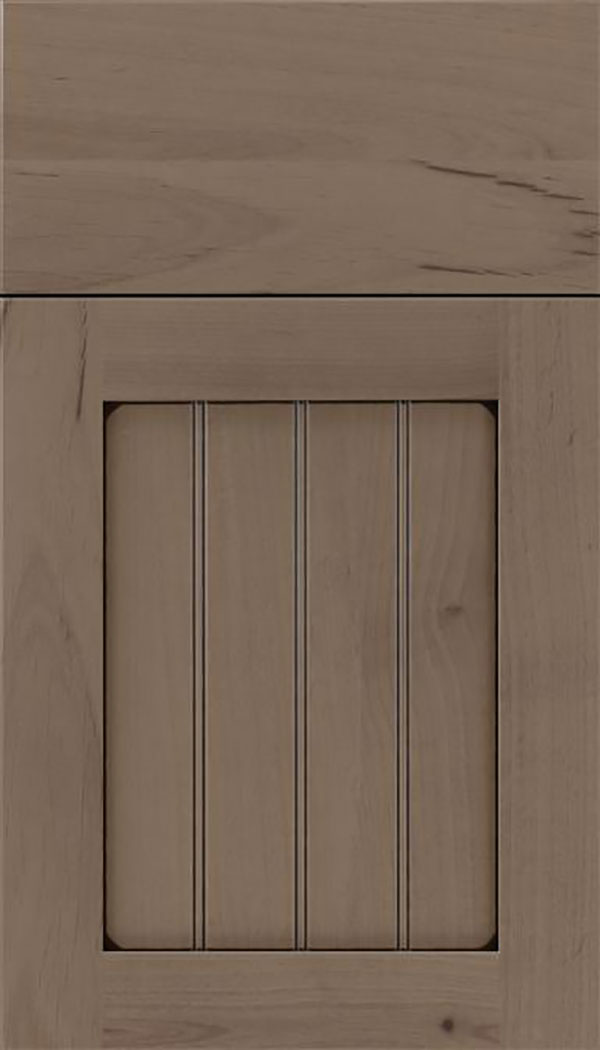 Winfield Alder beadboard cabinet door in Winter with Black glaze