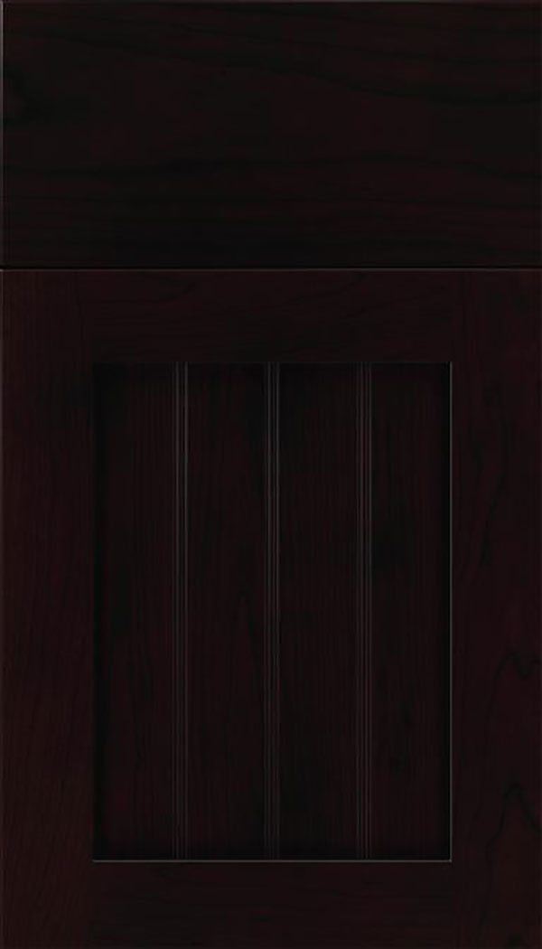 Winfield Cherry beadboard cabinet door in Espresso with Black glaze