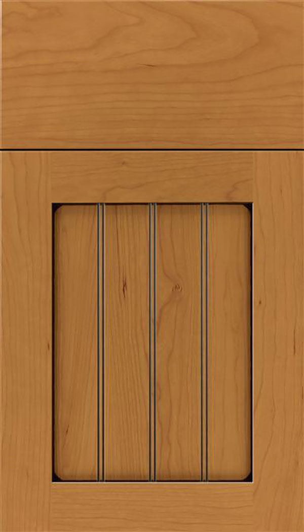 Winfield Cherry beadboard cabinet door in Ginger with Black glaze