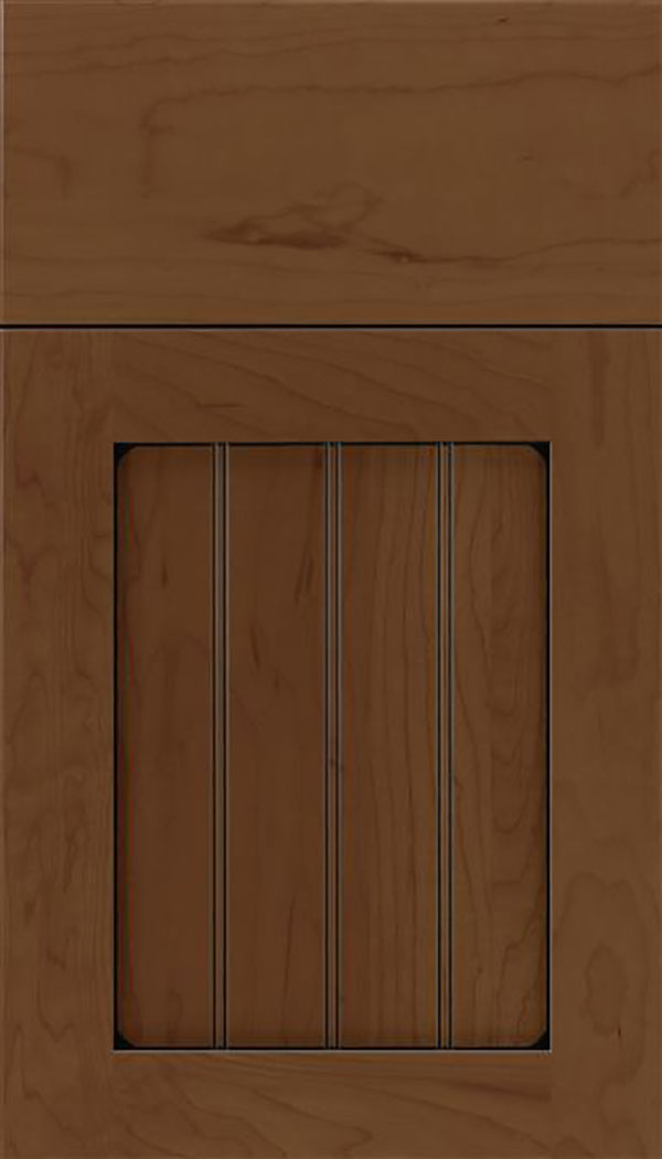 Winfield Maple beadboard cabinet door in Sienna with Black glaze