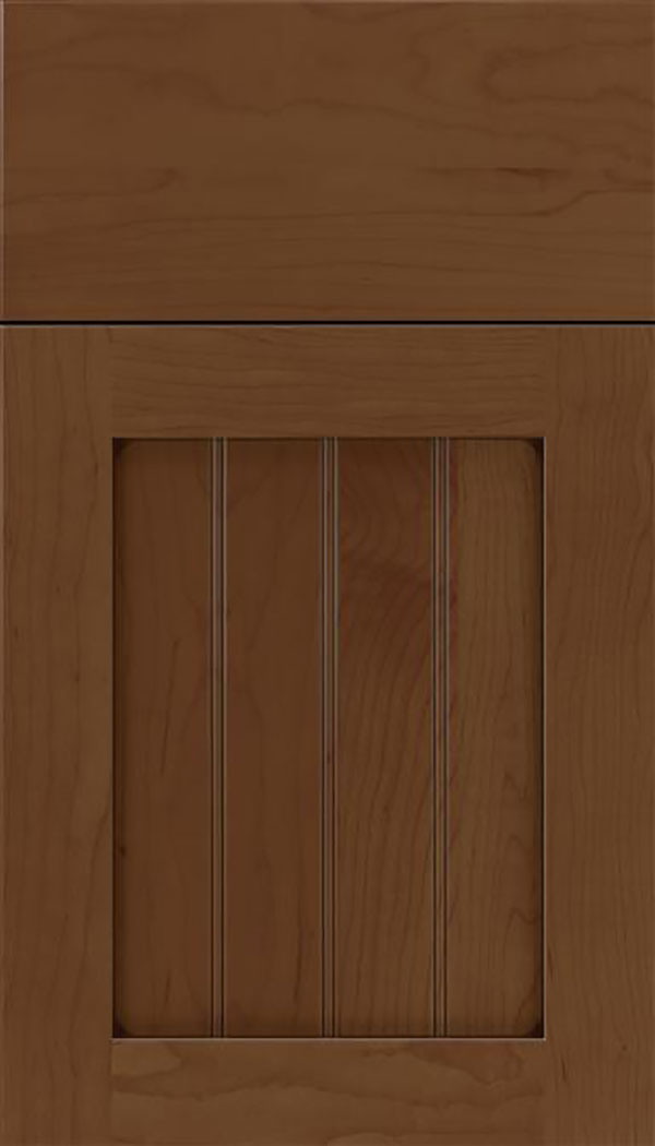 Winfield Maple beadboard cabinet door in Sienna with Mocha glaze
