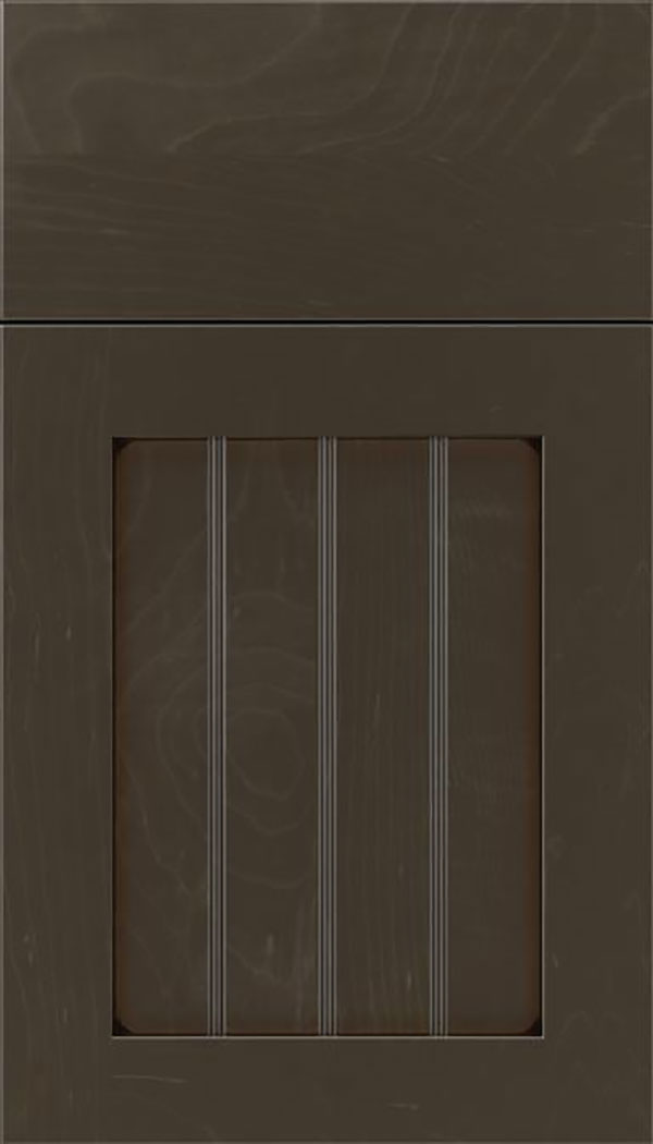Winfield Maple beadboard cabinet door in Thunder with Black glaze