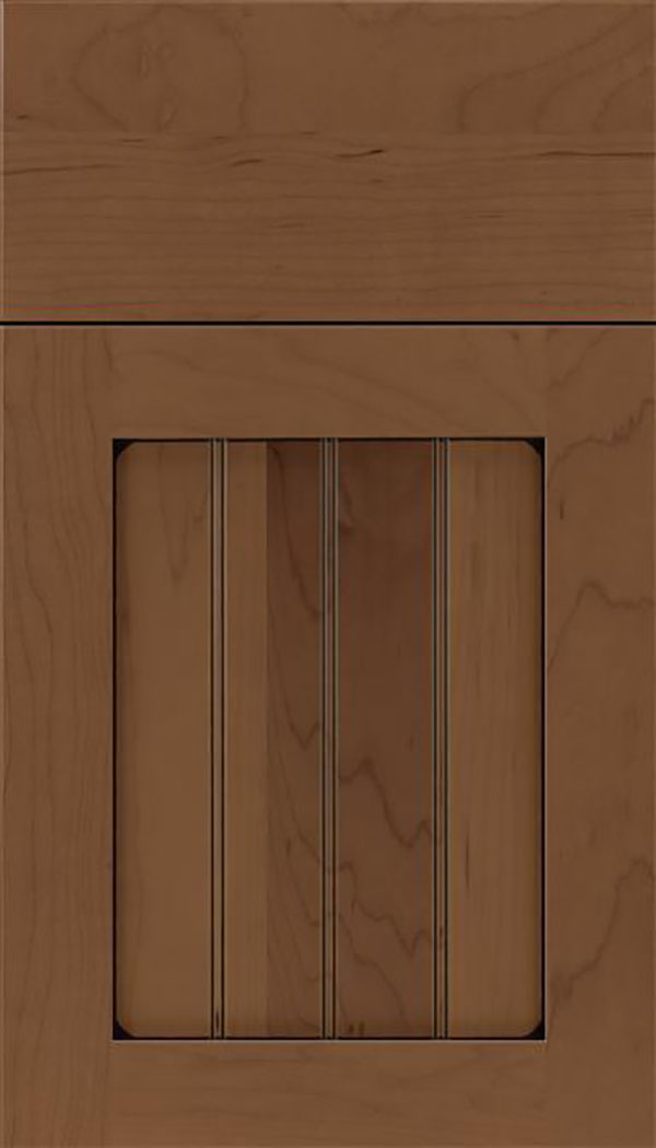 Winfield Maple beadboard cabinet door in Toffee with Black glaze
