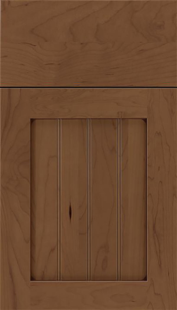 Winfield Maple beadboard cabinet door in Toffee with Mocha glaze