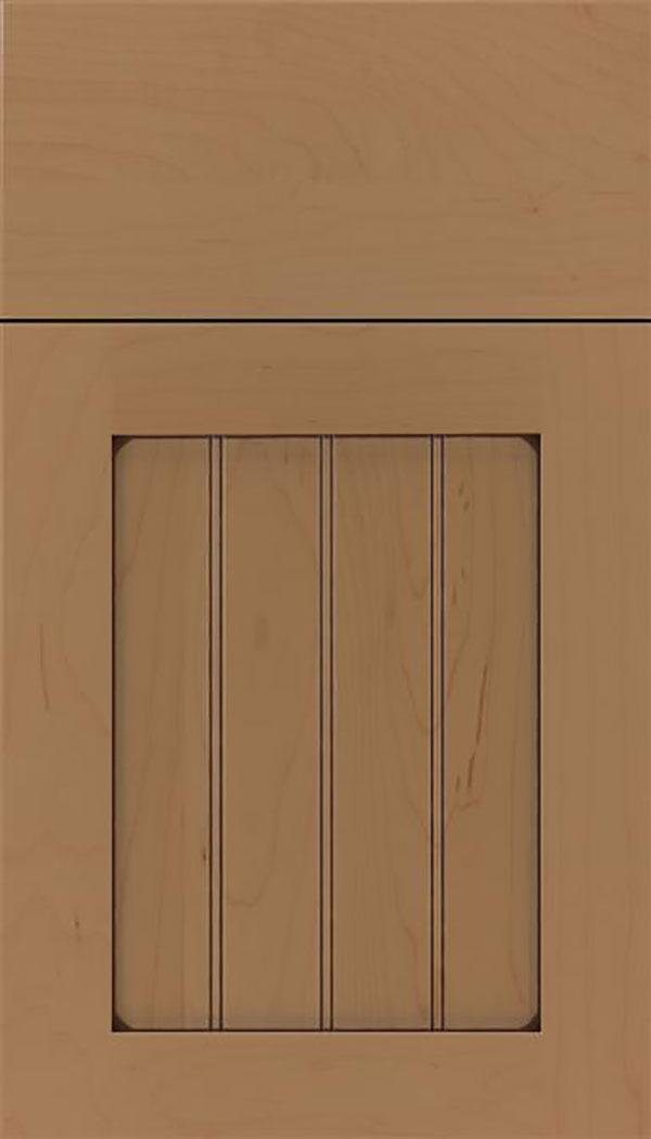 Winfield Maple beadboard cabinet door in Tuscan with Mocha glaze