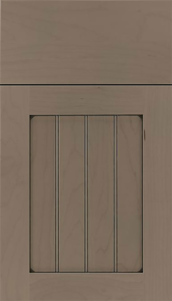 Winfield Maple beadboard cabinet door in Winter with Black glaze