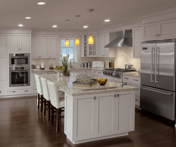 Painted kitchen cabinets in alabaster by Kitchen Craft Cabinetry